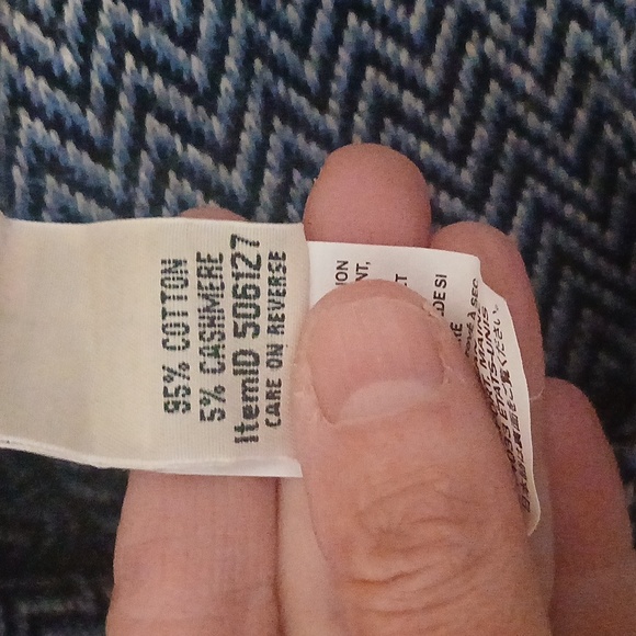 L.L. Bean Navy & White Herringbone Cashmere & Cotton Blend Turtleneck ■ Size M - Picture 7 of 8